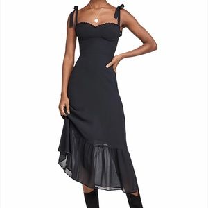Reformation Nikita Dress Black Ruffle Midi